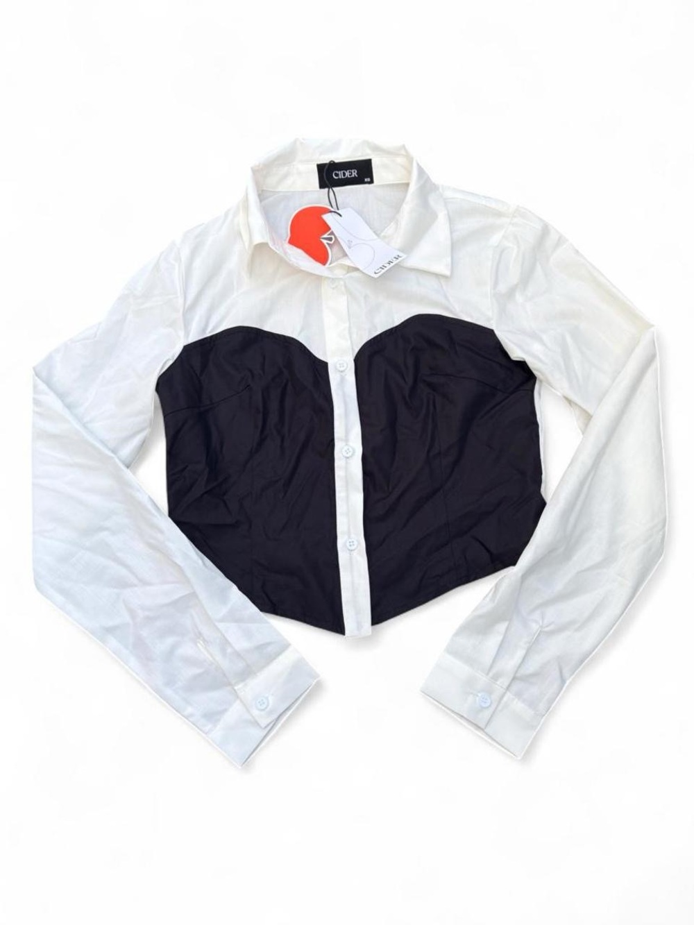 NWT Cider Colorblock Sweetheart Bodice Top – Black/White, XS